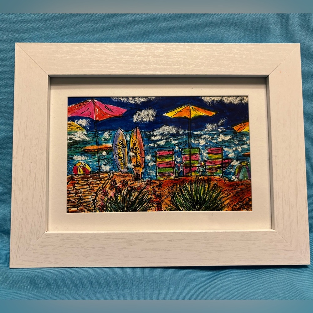 Colorful Beach Thoughts.. Beautifully drawn beach scene.